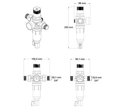  [text], in MoldovaReductor de presiune apa 3/4" DN20 16 bar cu Alama cu Manometru si Filtru  din Otel Inoxidabil, in Moldova [text], in Moldova